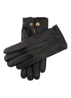 Men's Heritage Three-Point Cashmere-Lined Deerskin Leather Gloves -Dents 15 1011 Black Pewter bcd729e8 1659 4d85 b845 c8d7a3527411