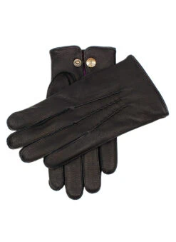 Men's Heritage Three-Point Cashmere-Lined Deerskin Leather Gloves -Dents 15 1011BlackPurple
