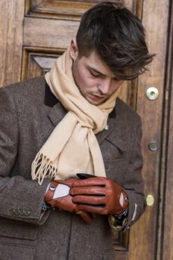 Men's Heritage Two-Colour Leather Driving Gloves -Dents 15 1094BlackHighwayTan2 2002Camel 1
