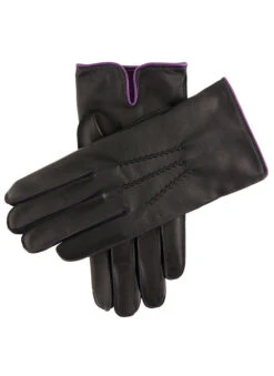 Men's Heritage Three-Point Cashmere-Lined Leather Gloves With Colour Contrast Details