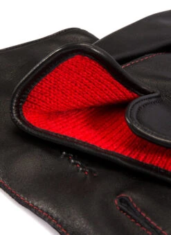 Men's Heritage Three-Point Cashmere-Lined Leather Gloves With Colour Contrast Stitching -Dents 15 1518 black 5