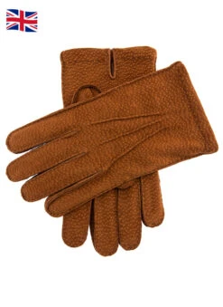Men's Heritage Handsewn Cashmere-Lined Carpincho Leather Gloves -Dents 15 1575 Cognac