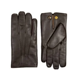 Men's Heritage Three-Point Fur-Lined Leather Gloves -Dents 15 1590 Brown Beige 1