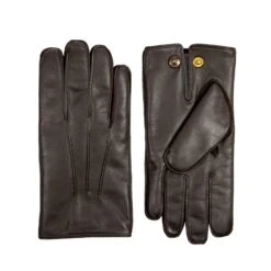 Men's Heritage Three-Point Fur-Lined Leather Gloves -Dents 15 1590 Brown Grey 1