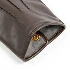 Men's Heritage Three-Point Fur-Lined Leather Gloves -Dents 15 1590 Brown Grey 8