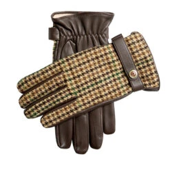 Men's Heritage Cashmere-Lined Abraham Moon Tweed And Leather Gloves -Dents 15 1639BrownBrown