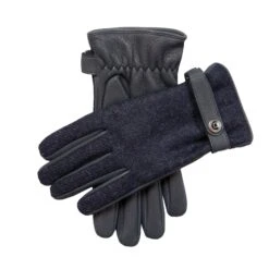 Men’s Heritage Cashmere-Lined Abraham Moon Tweed And Deerskin Leather Gloves