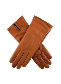 Women's Heritage Three-Point Cashmere-Lined Leather Gloves -Dents 17 1029 Cognac
