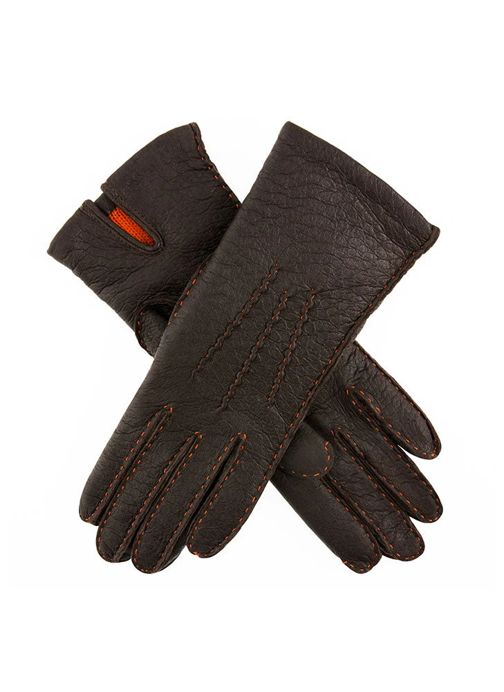 Women's Heritage Handsewn Three-Point Cashmere-Lined Peccary Leather Gloves - Image 7