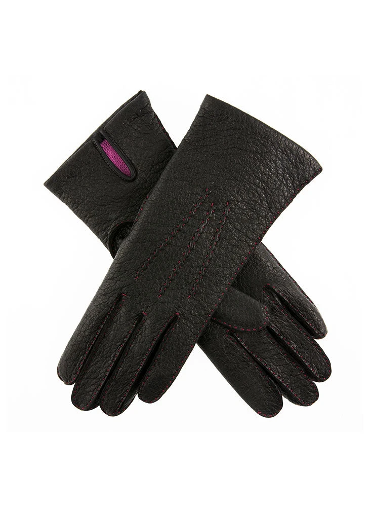 Women's Heritage Handsewn Three-Point Cashmere-Lined Peccary Leather Gloves - Image 5