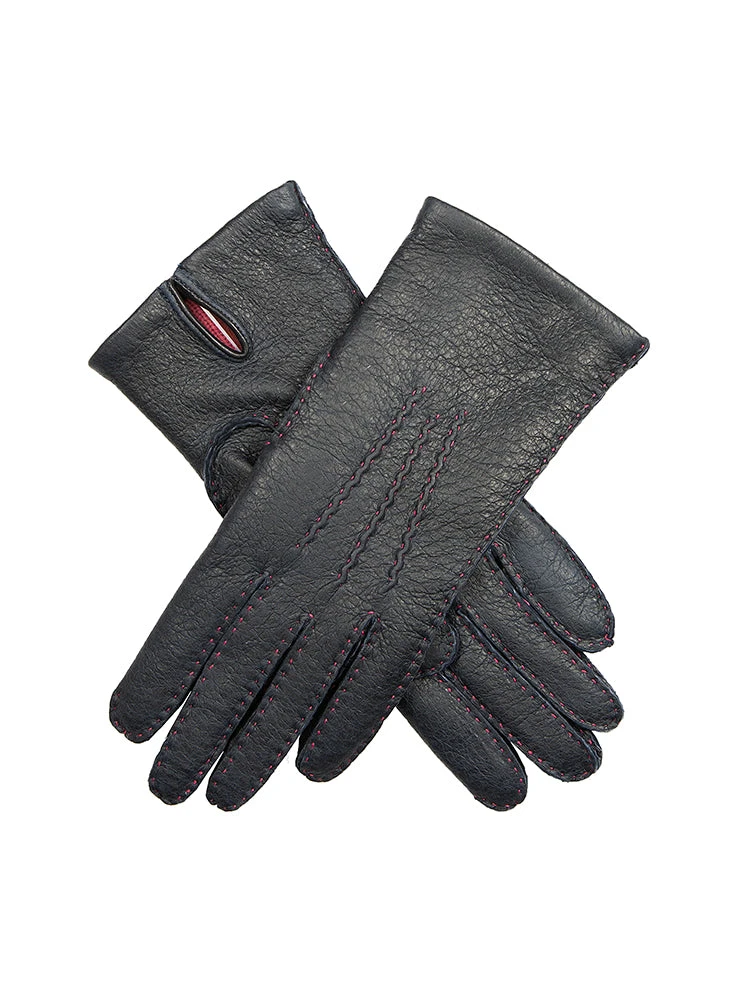 Women's Heritage Handsewn Three-Point Cashmere-Lined Peccary Leather Gloves - Image 6