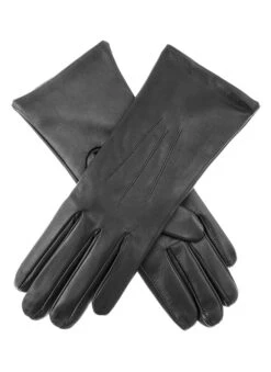 Women's Heritage Touchscreen Three-Point Silk-Lined Leather Gloves -Dents 17 1149 Black f20eb61f 8f91 41bf aff3 a2f127104bf4