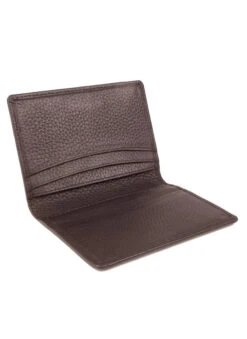 Men's Pebble Grain Leather Card Holder With RFID Blocking -Dents 23 5500ChocolateOpen