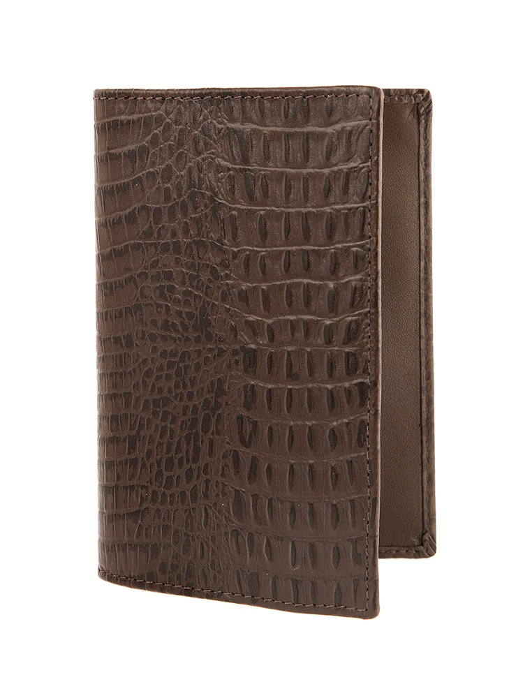 Crocodile Print Leather Passport Holder With RFID Blocking - Image 5