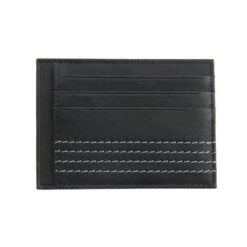 Men's Contrast Stitch Pebble Grain Leather Card Holder With RFID Blocking