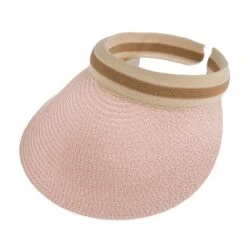 Women's Straw Sun Visor With Ribbon Band