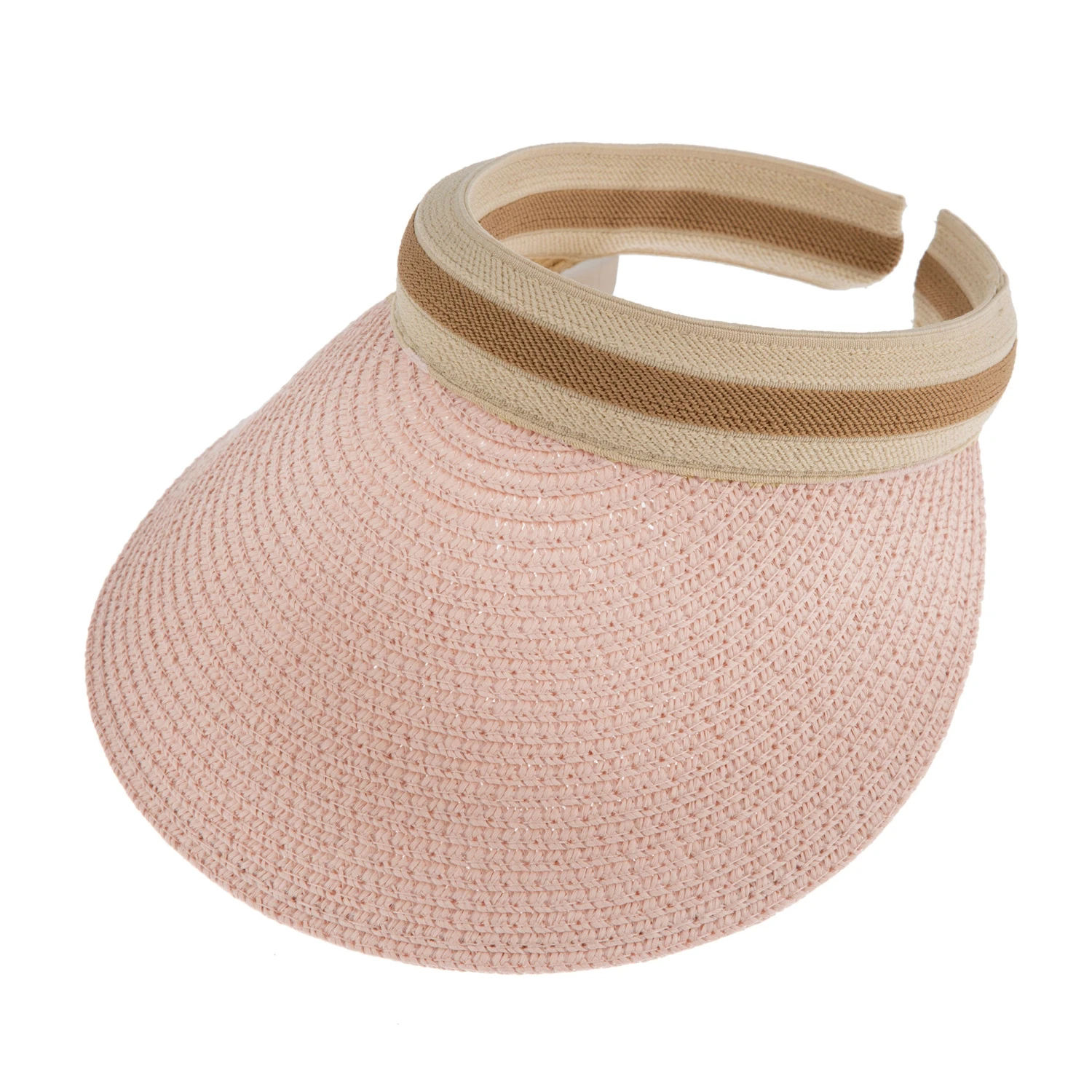 Women's Straw Sun Visor With Ribbon Band