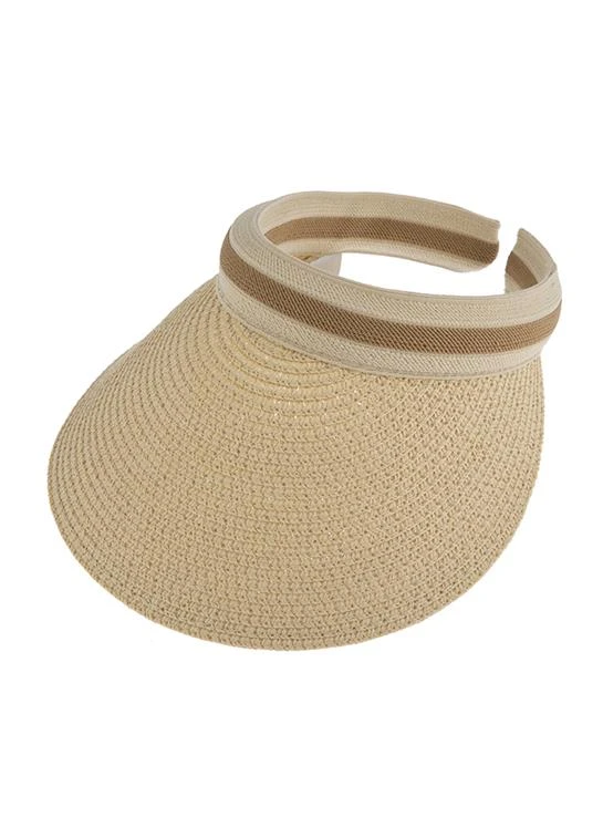 Women's Straw Sun Visor With Ribbon Band - Image 5