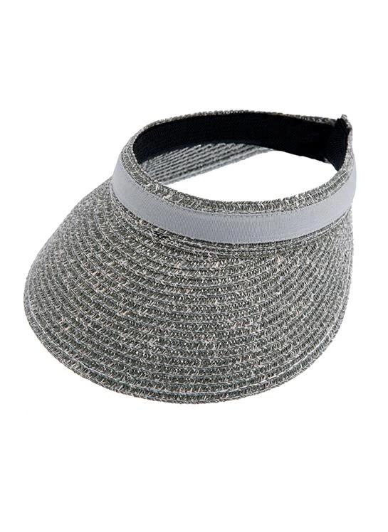 Women's Marl Straw Sun Visor With Ribbon Band