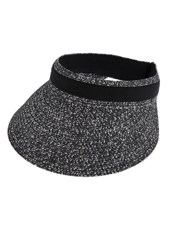 Women's Marl Straw Sun Visor With Ribbon Band - Image 3