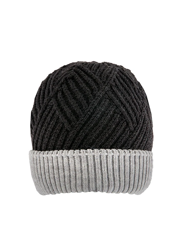 Women’s Patchwork Cable Knit Beanie Hat - Image 2
