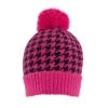 Women’s Knitted Bobble Hat With Dogtooth Pattern