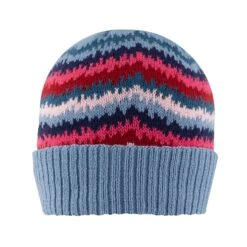 Women’s Knitted Beanie Hat With Contrasting Stripes
