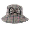 Women's Abraham Moon Tweed Check Bucket Hat With Bow Detail