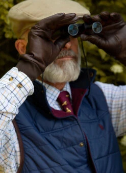 Men's Heritage Water-Resistant Silk-Lined Left Hand Leather Shooting Gloves -Dents 37 0601 Brown