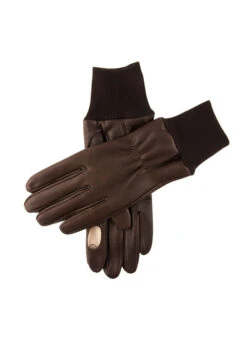 Men's Heritage Water-Resistant Half Fleece-Lined Right Hand Leather Shooting Gloves -Dents 37 0606 Brown