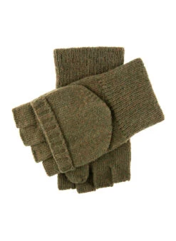 Men's Fingerless Knitted Shooting Gloves With Mitten Flap