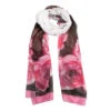 Women's Rose Print Lightweight Scarf With Border