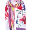 Women's Floral Print Lightweight Scarf With Border