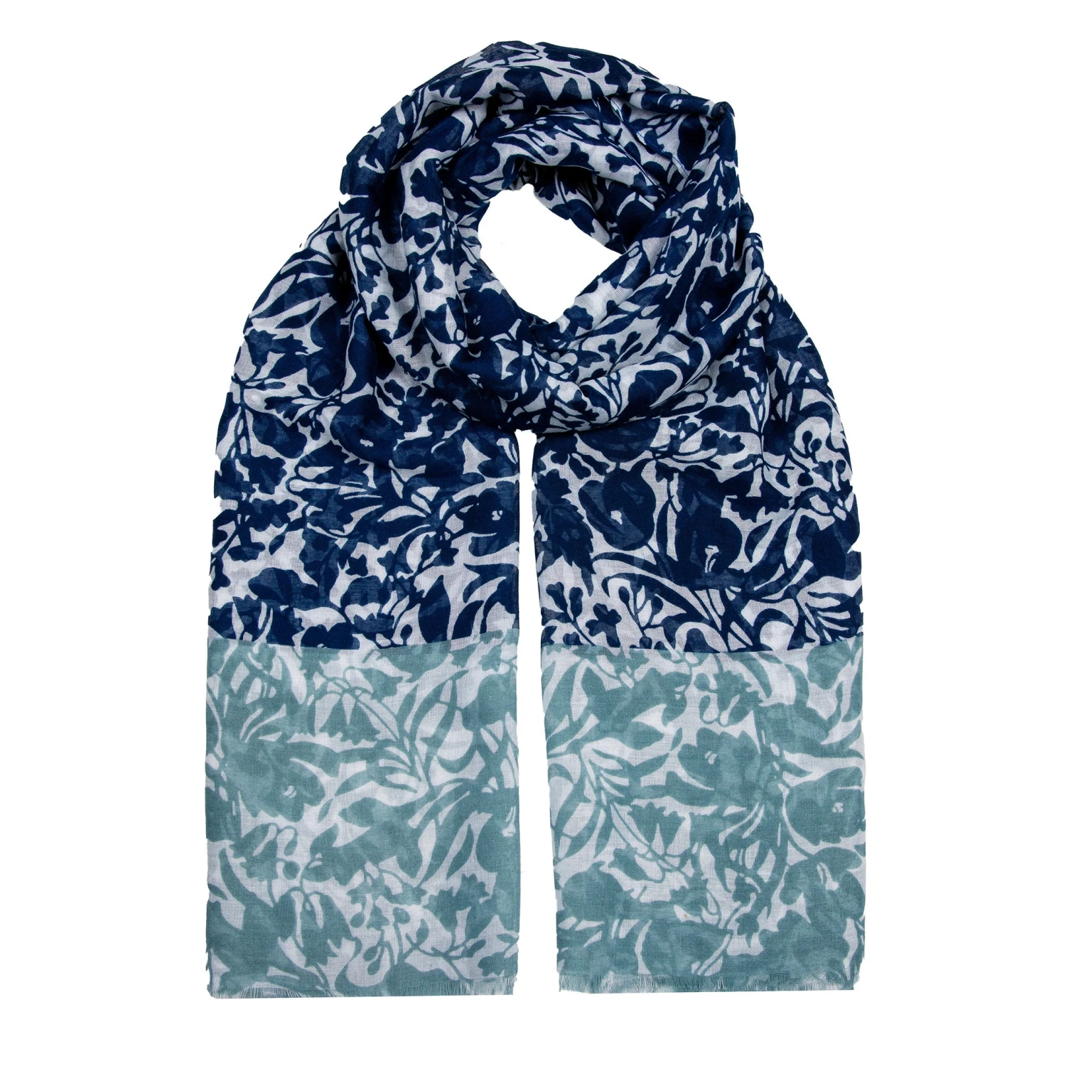 Women’s Floral Pattern Lightweight Scarf With Contrasting Ends - Image 4