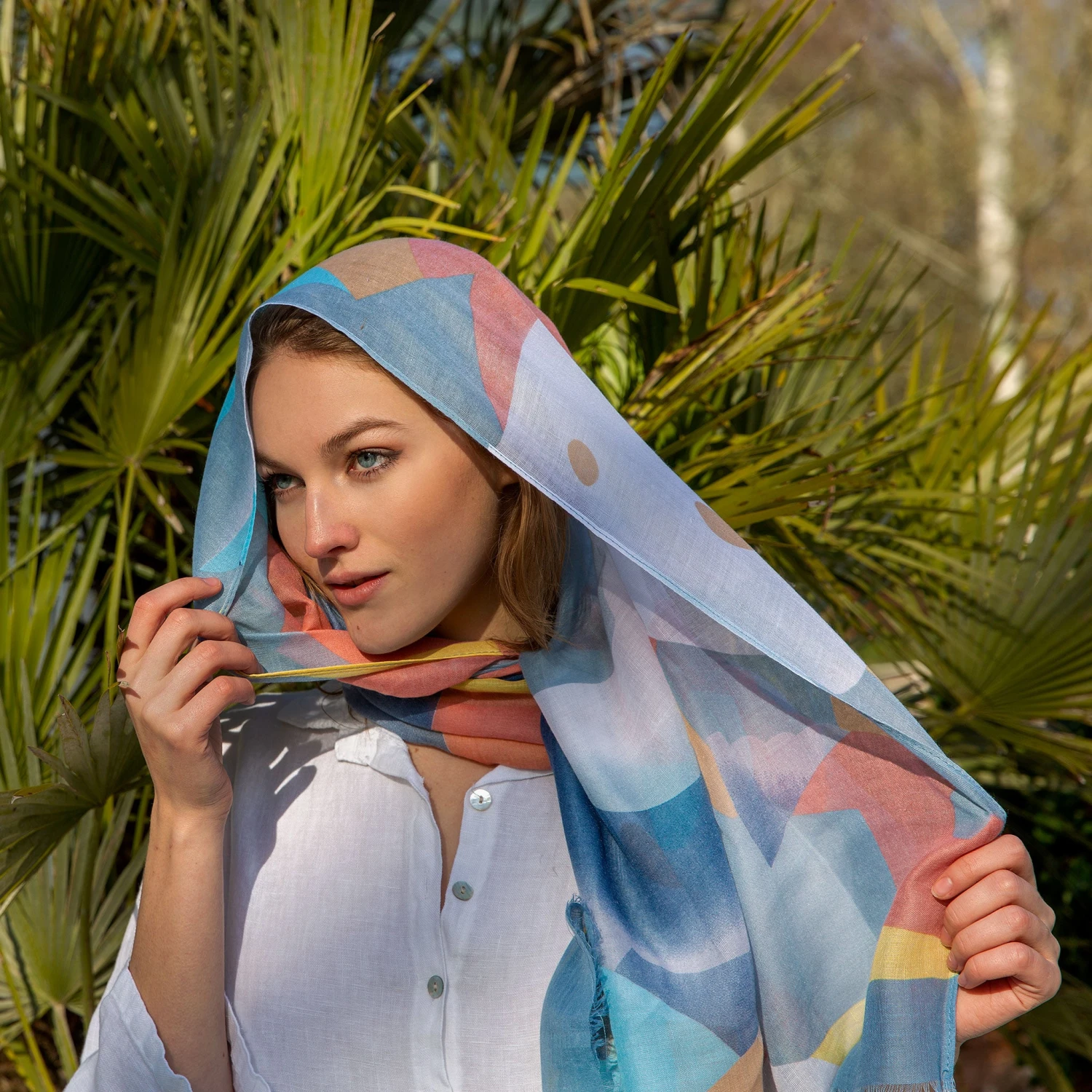 Women’s Large Abstract Print Lightweight Scarf - Image 2