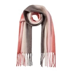 Women’s Stripe Blanket Scarf With Tassels -Dents 4 2659 Candy Floss Charcoal