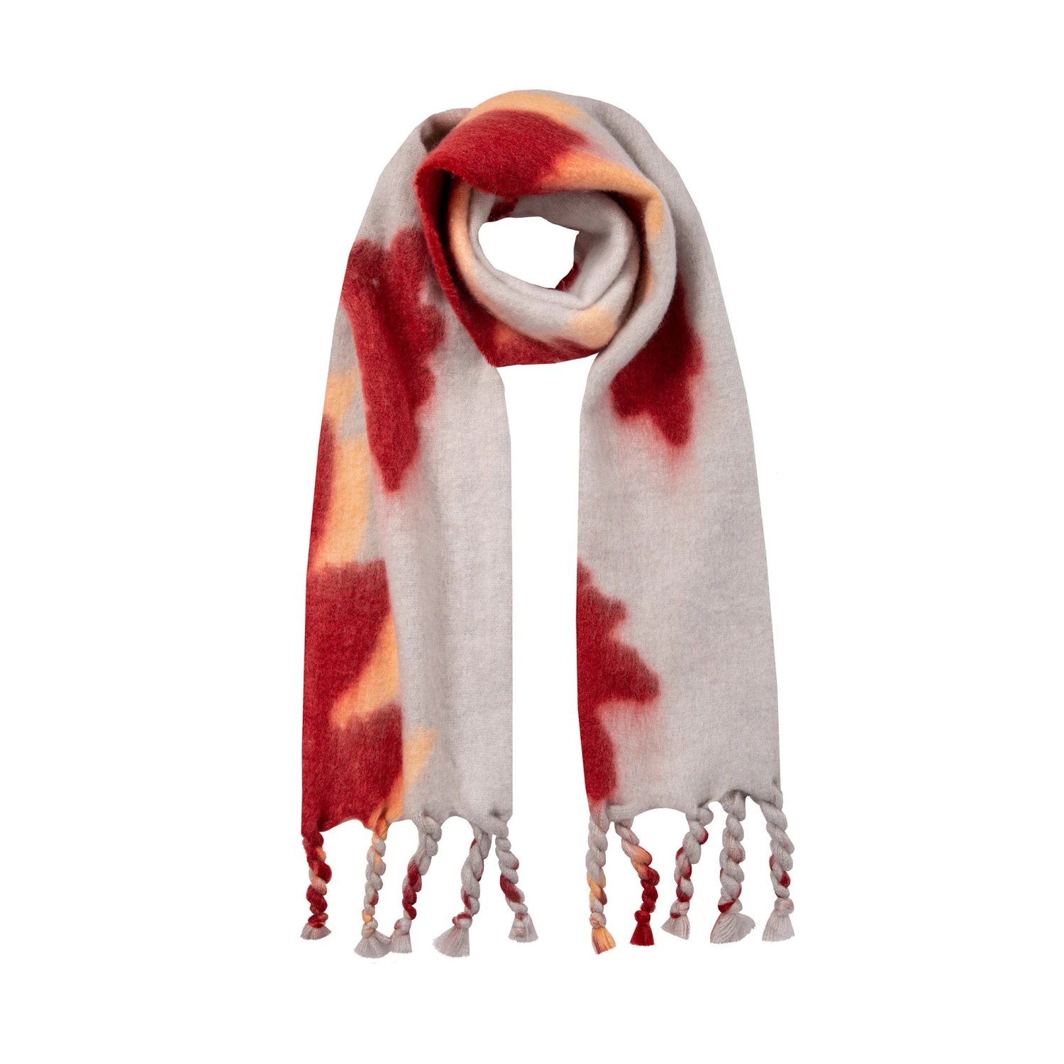 Women’s Abstract Leaf Pattern Blanket Scarf With Tassels