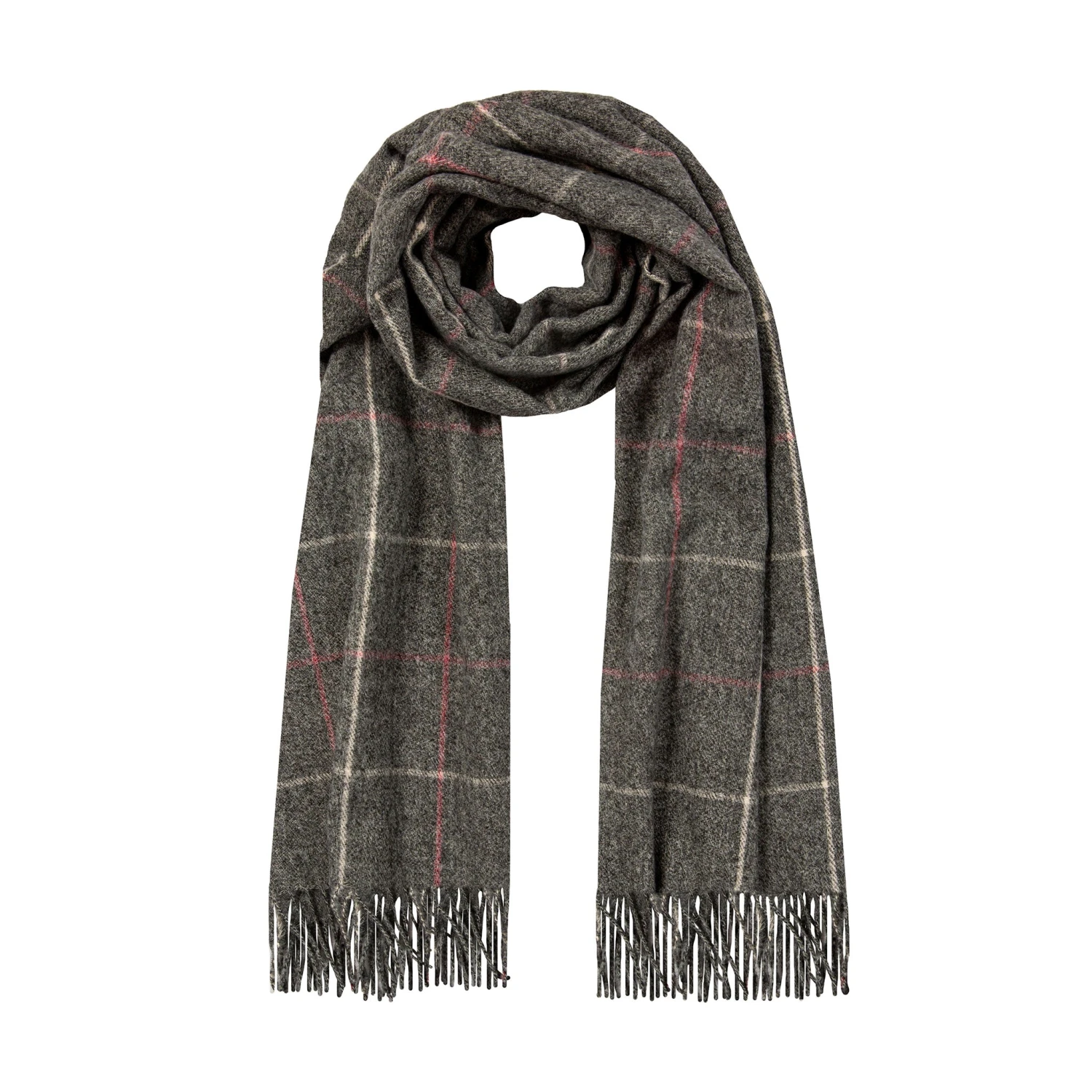 Women’s Windowpane Check Scarf With Tassels