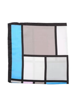 Women's Block Print Square Scarf -Dents 4 2799SkyC