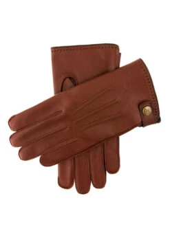 Men's Three-Point Lambswool-Lined Leather Gloves With Stud Tab -Dents 5 1525 english tan b01f2b8e 4729 4cd3 8356 51a32a7b7f9d