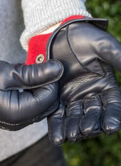 Men's Three-Point Red Cashmere-Lined Leather Gloves -Dents 5 1539 Navy 3eed0572 f201 4af6 a124 8709b2d3e2d9