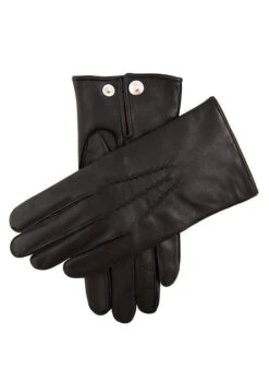 Men's Three-Point Red Cashmere-Lined Leather Gloves -Dents 5 1539 black
