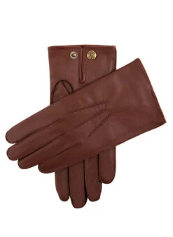 Men's Three-Point Red Cashmere-Lined Leather Gloves -Dents 5 1539 english tan