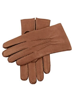 Men's Handsewn Three-Point Cashmere-Lined Deerskin Gloves -Dents 5 1545 Havana