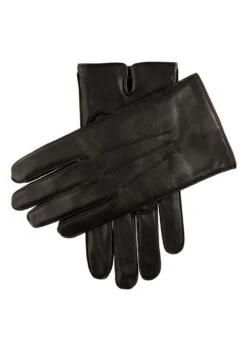 Men's Three-Point Fleece-Lined Leather Gloves -Dents 5 1568 black