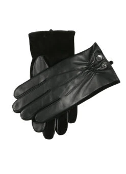 Men’s Touchscreen Three-Point Wool-Lined Suede And Leather Gloves