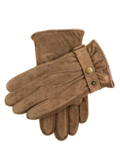 Men's Three-Point Fleece-Lined Suede Gloves -Dents 5 1617 oatmeal