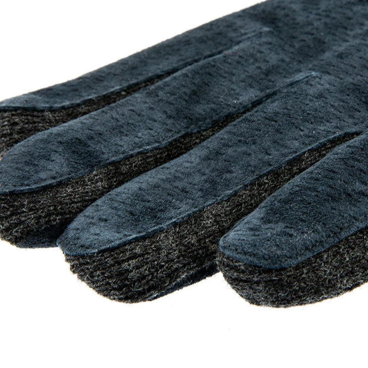 Men's Three-Point Fleece-Lined Suede Gloves With Knitted Cuffs - Image 9