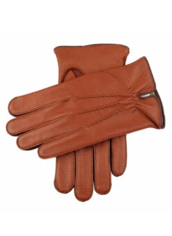 Men's Three-Point Cashmere-Lined Deerskin Leather Gloves -Dents 5 7012 20havana bark