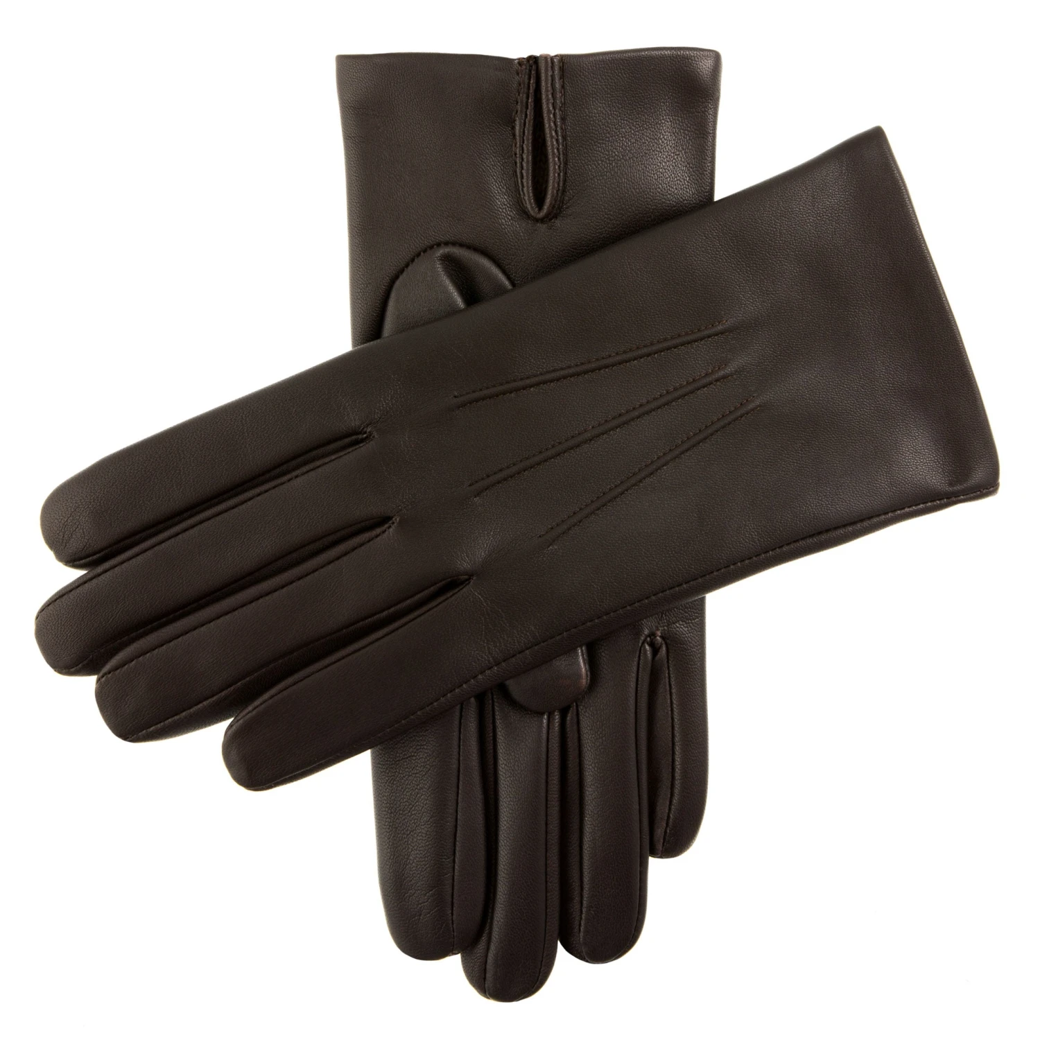 Men's Three-Point Cashmere-Lined Leather Gloves - Image 3